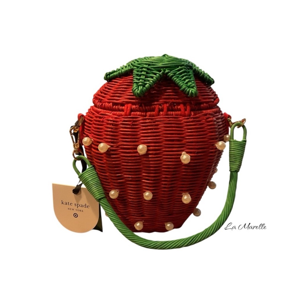 🍓♠️ Pearl-Embellished Strawberry Basket Bucket Bag Kate Spade New York x Target - Picture 7 of 10